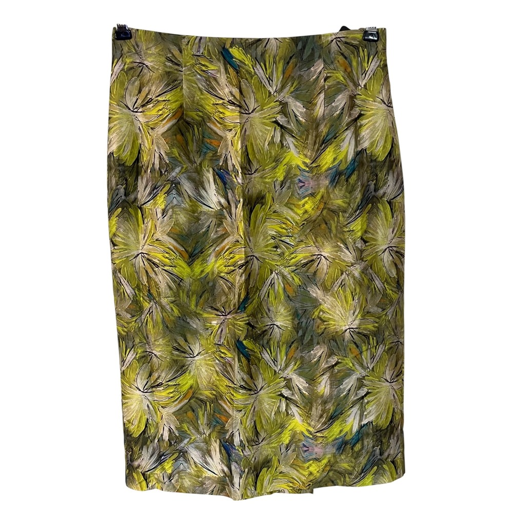 NEW‎ Doncaster Collection Silk Floral Crinkle Skirt Kick Pleat Tropical Artsy 2